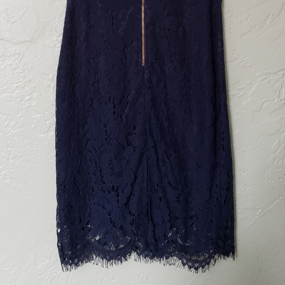 Lace Detail Overlay Midi Scallop Dress - Picture 4 of 11